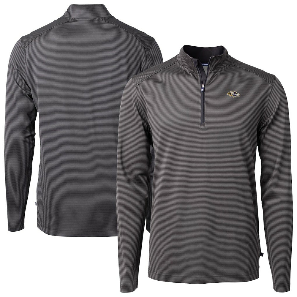 Baltimore Ravens Cutter & Buck Virtue Eco Pique Micro Stripe Quarter-Zip Jacket