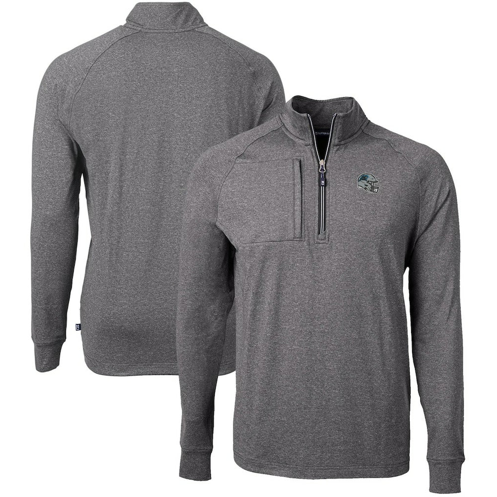 Carolina Panthers Cutter & Buck Big & Tall Adapt Eco Raglan Quarter-Zip Jacket
