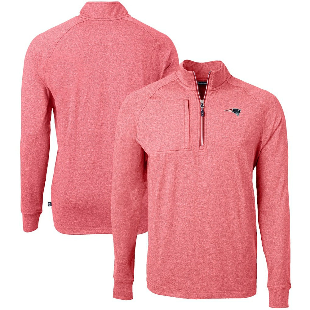 New England Patriots Cutter & Buck Big & Tall Adapt Eco Raglan Quarter-Zip Jacket