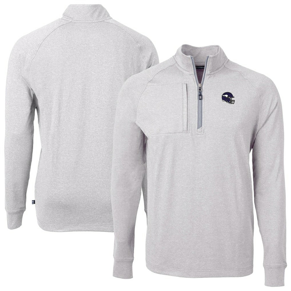 Minnesota Vikings Cutter & Buck Big & Tall Adapt Eco Raglan Quarter-Zip Jacket