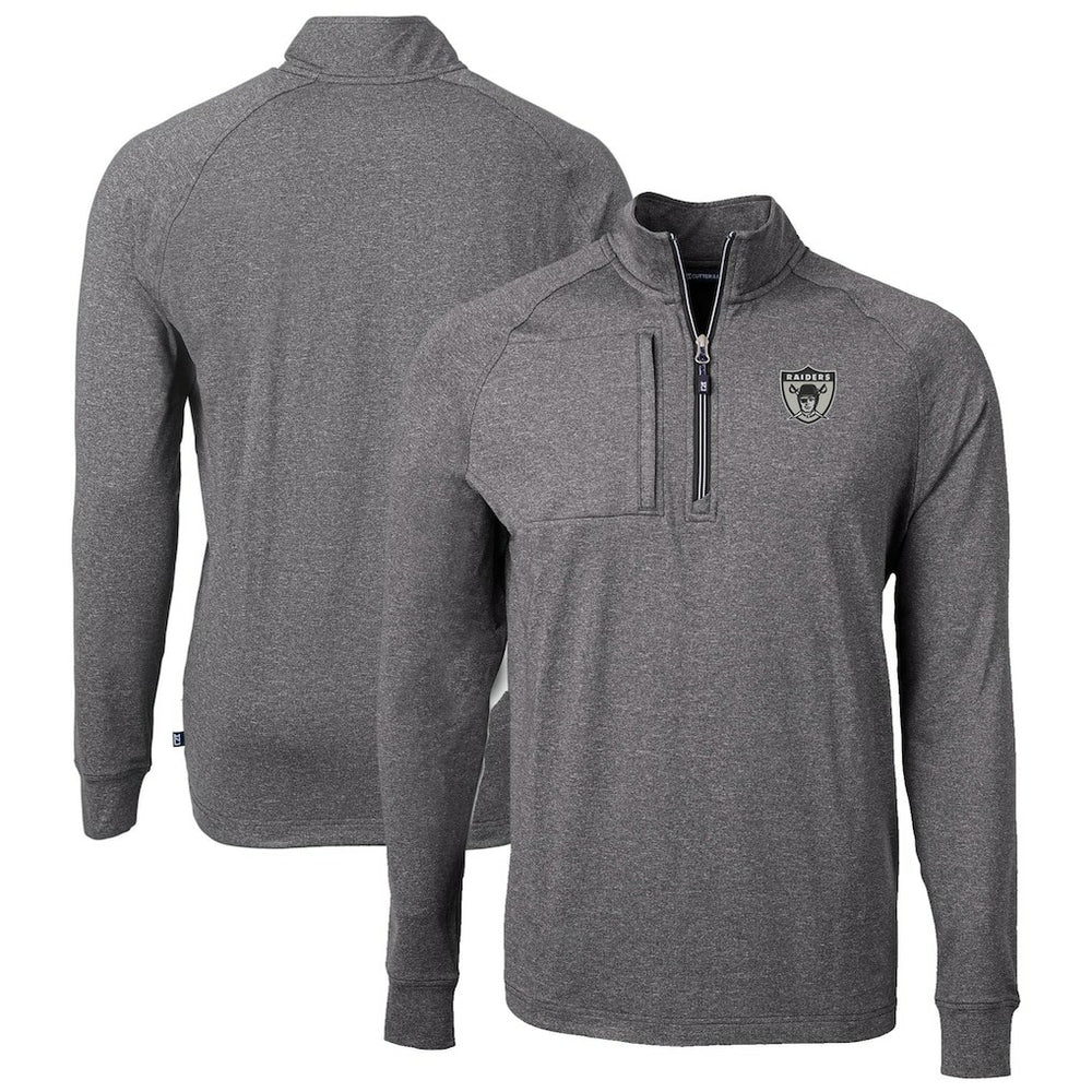 Las Vegas Raiders Cutter & Buck Big & Tall Adapt Eco Raglan Quarter-Zip Jacket