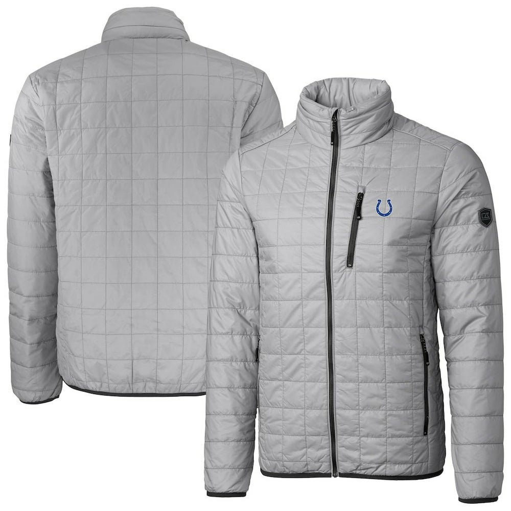 Indianapolis Colts Cutter & Buck Big & Tall Rainier PrimaLoft Eco Insulated Full-Zip Hoodie Puffer Jacket