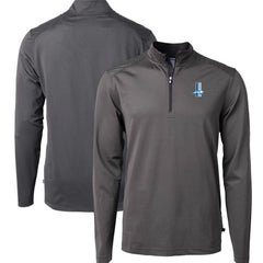 Detroit Lions Cutter & Buck Big & Tall Virtue Eco Pique Micro Stripe Tri-Blend Quarter-Zip Jacket