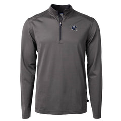 New York Giants Cutter & Buck Big & Tall Virtue Eco Pique Micro Stripe Tri-Blend Quarter-Zip Jacket
