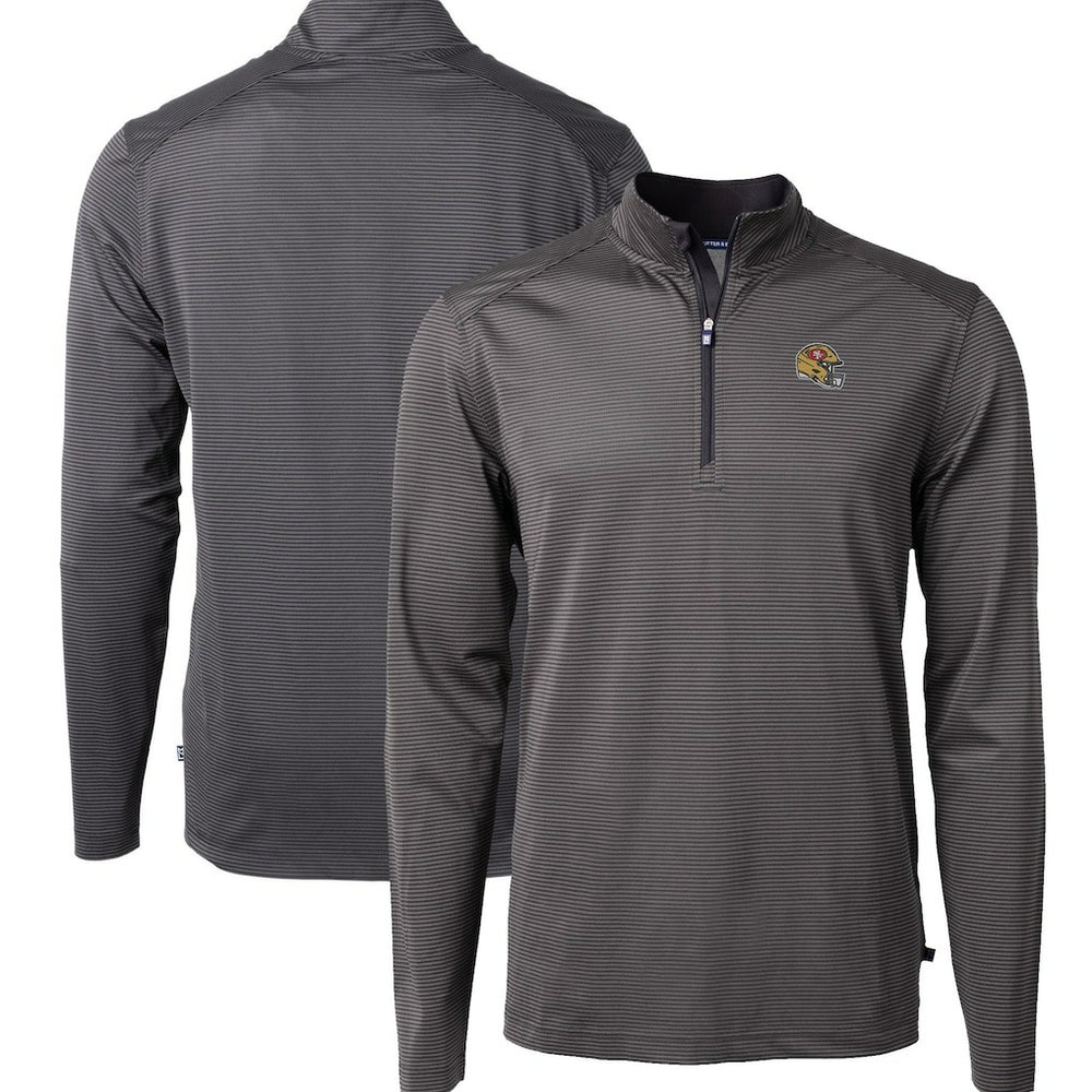 San Francisco 49ers Cutter & Buck Big & Tall Virtue Eco Pique Micro Stripe Tri-Blend Quarter-Zip Jacket