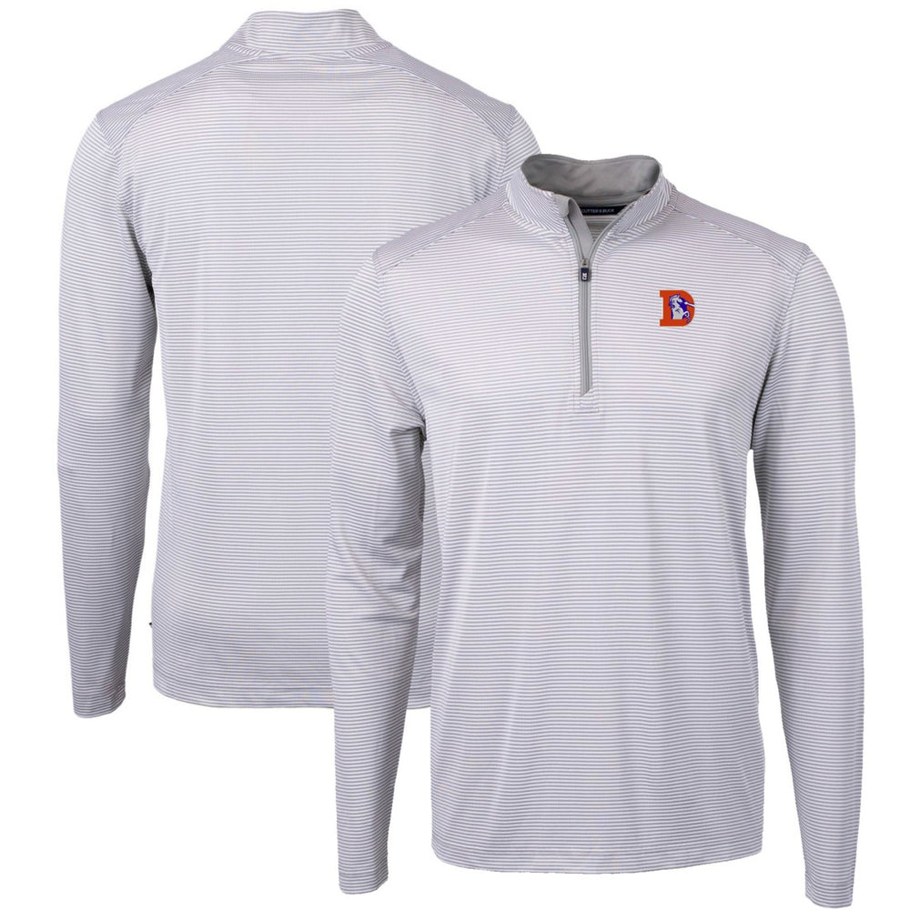 Denver Broncos Cutter & Buck Big & Tall Virtue Eco Pique Micro Stripe Tri-Blend Quarter-Zip Jacket