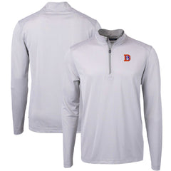 Denver Broncos Cutter & Buck Big & Tall Virtue Eco Pique Micro Stripe Tri-Blend Quarter-Zip Jacket
