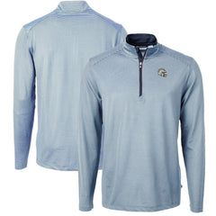 Los Angeles Chargers Cutter & Buck Big & Tall Virtue Eco Pique Micro Stripe Tri-Blend Quarter-Zip Jacket
