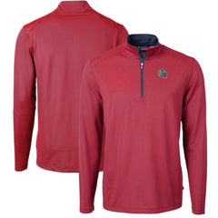 New England Patriots Cutter & Buck Big & Tall Virtue Eco Pique Micro Stripe Tri-Blend Quarter-Zip Jacket