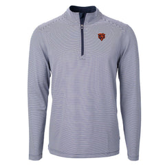 Chicago Bears Cutter & Buck Big & Tall Virtue Eco Pique Micro Stripe Tri-Blend Quarter-Zip Jacket