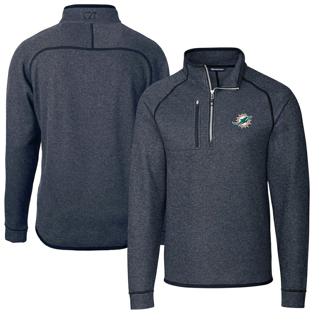 Miami Dolphins Cutter & Buck Big & Tall Mainsail Sweater-Knit Half-Zip Jacket