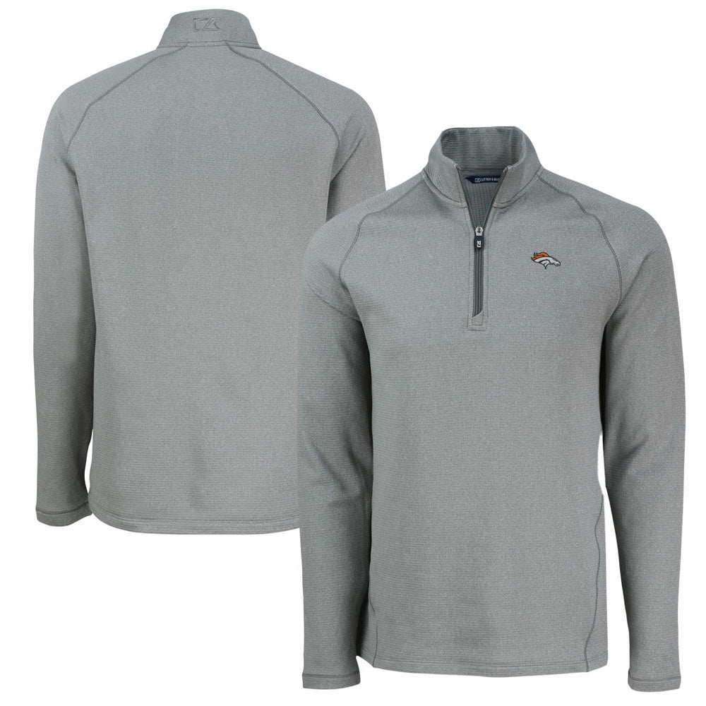 Denver Broncos Cutter & Buck Peshastin Eco Fleece Tri-Blend Raglan Recycled Quarter-Zip Jacket