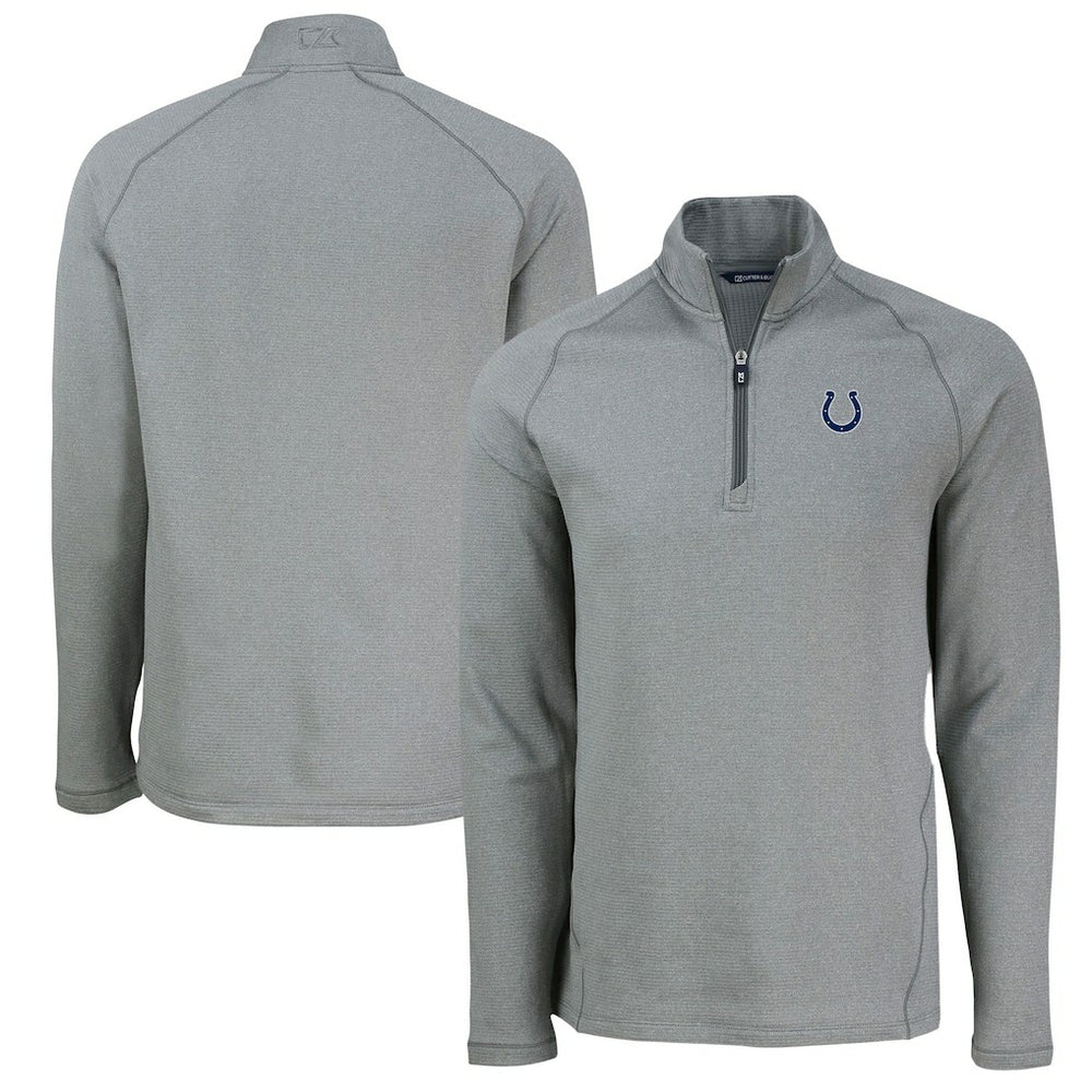 Indianapolis Colts Cutter & Buck Peshastin Eco Fleece Tri-Blend Raglan Recycled Quarter-Zip Jacket