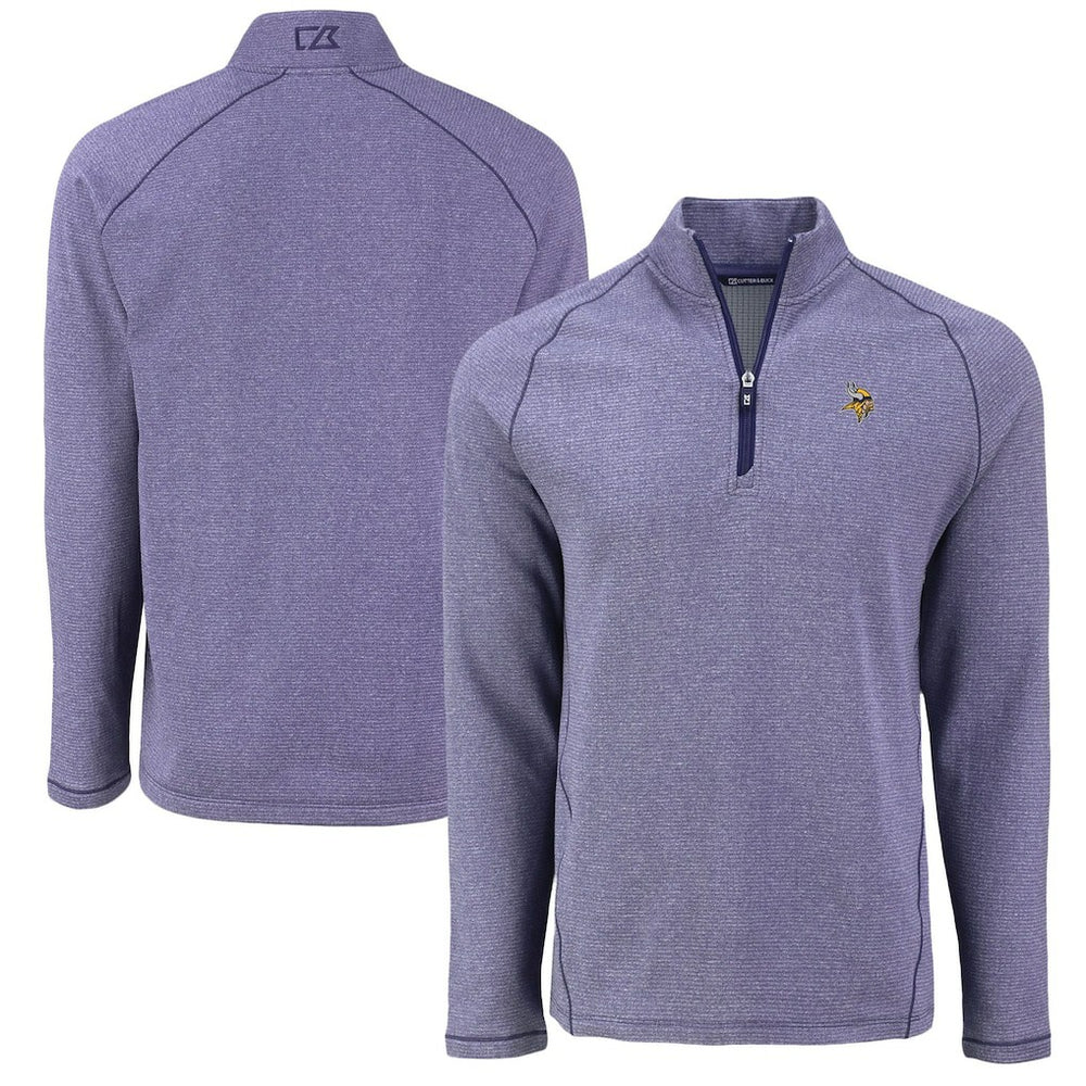 Minnesota Vikings Cutter & Buck Peshastin Eco Fleece Tri-Blend Raglan Recycled Quarter-Zip Jacket