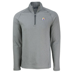 Pittsburgh Steelers Cutter & Buck Peshastin Eco Fleece Tri-Blend Raglan Recycled Quarter-Zip Jacket