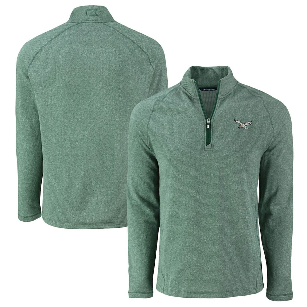 Philadelphia Eagles Cutter & Buck Peshastin Eco Fleece Tri-Blend Raglan Recycled Quarter-Zip Jacket