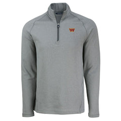 Washington Commanders Cutter & Buck Peshastin Eco Fleece Tri-Blend Raglan Recycled Quarter-Zip Jacket
