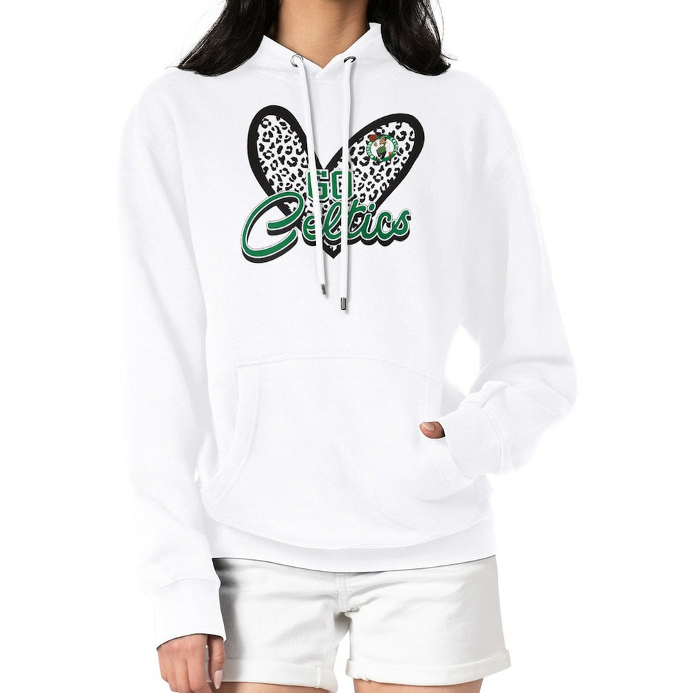 Boston Celtics G-III 4Her by Carl Banks Women's Leopard Heart Graphic Fleece Pullover Hoodie On Sale