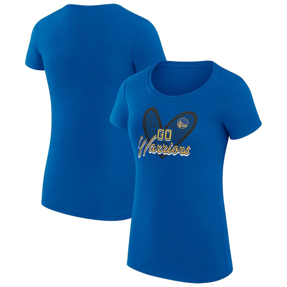 Golden State Warriors G-III 4Her by Carl Banks Women's Super-Slim Fit Lightweight Leopard Heart T-Shirt sale Outlet