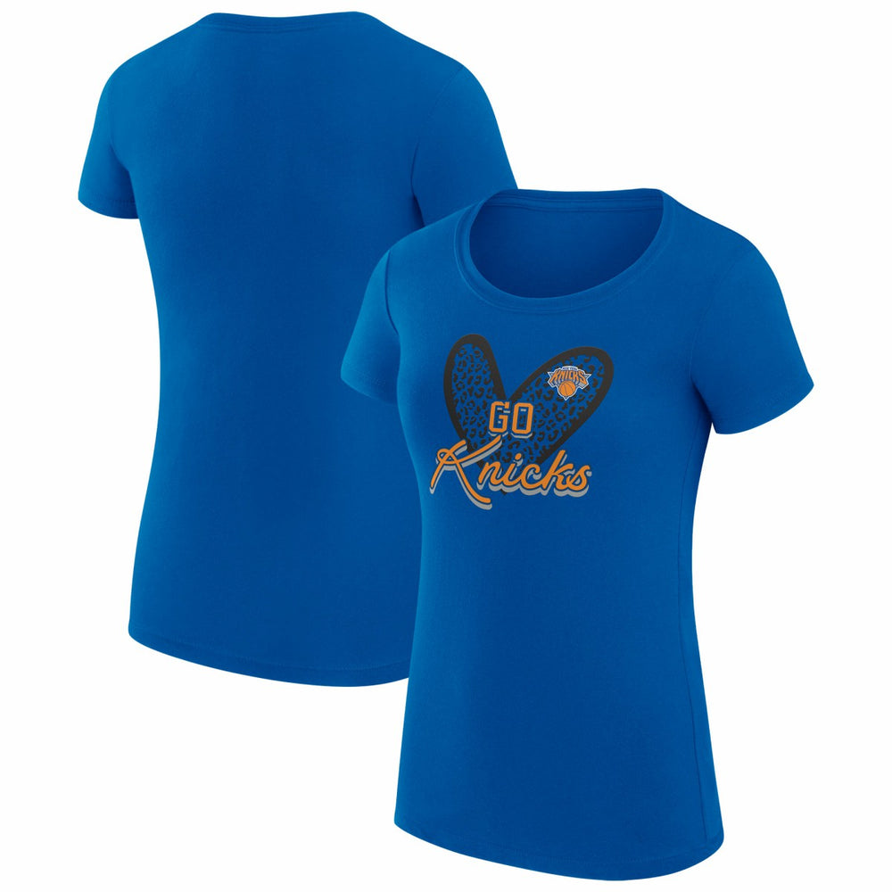 New York Knicks G-III 4Her by Carl Banks Women's Super-Slim Fit Lightweight Leopard Heart T-Shirt New