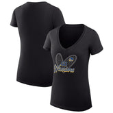 Golden State Warriors G-III 4Her by Carl Banks Women's Super-Slim Fit Lightweight Leopard Heart V-Neck T-Shirt sale New