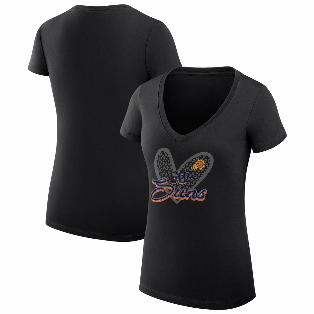 Phoenix Suns G-III 4Her by Carl Banks Women's Super-Slim Fit Lightweight Leopard Heart V-Neck T-Shirt For Sale