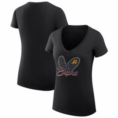 Phoenix Suns G-III 4Her by Carl Banks Women's Super-Slim Fit Lightweight Leopard Heart V-Neck T-Shirt For Sale