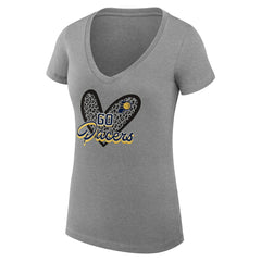 Indiana Pacers G-III 4Her by Carl Banks Women's Super-Slim Fit Lightweight Leopard Heart V-Neck T-Shirt For Sale