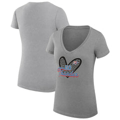 Oklahoma City Thunder G-III 4Her by Carl Banks Women's Super-Slim Fit Lightweight Leopard Heart V-Neck T-Shirt New