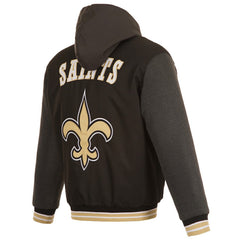 New Orleans Saints JH Design Reversible Twill Hoodie Full-Zip Jacket