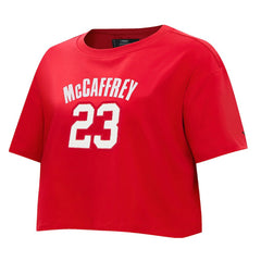 San Francisco 49ers Christian McCaffrey Pro Standard Women's Player Name & Number Cropped Boxy T-Shirt