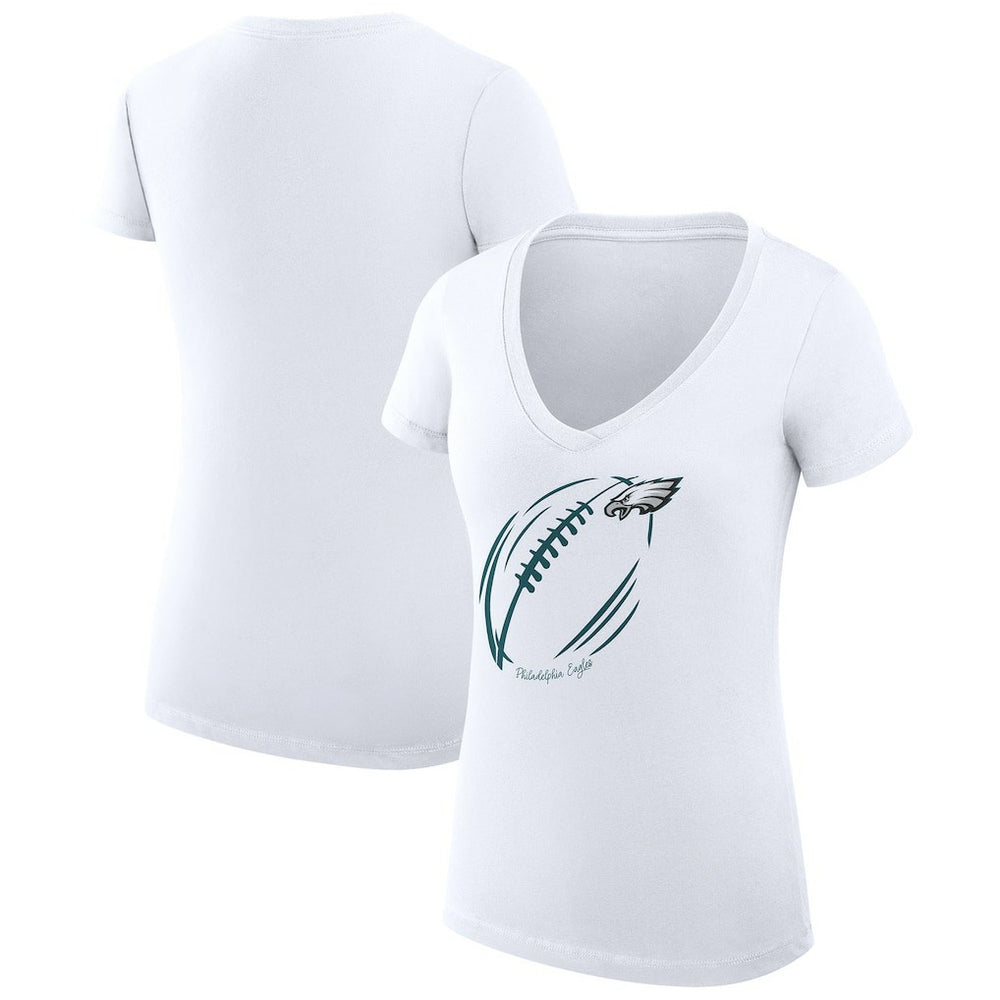 Philadelphia Eagles G-III 4Her by Carl Banks Women's Super-Slim Fit Lightweight Subtle Football V-Neck T-Shirt