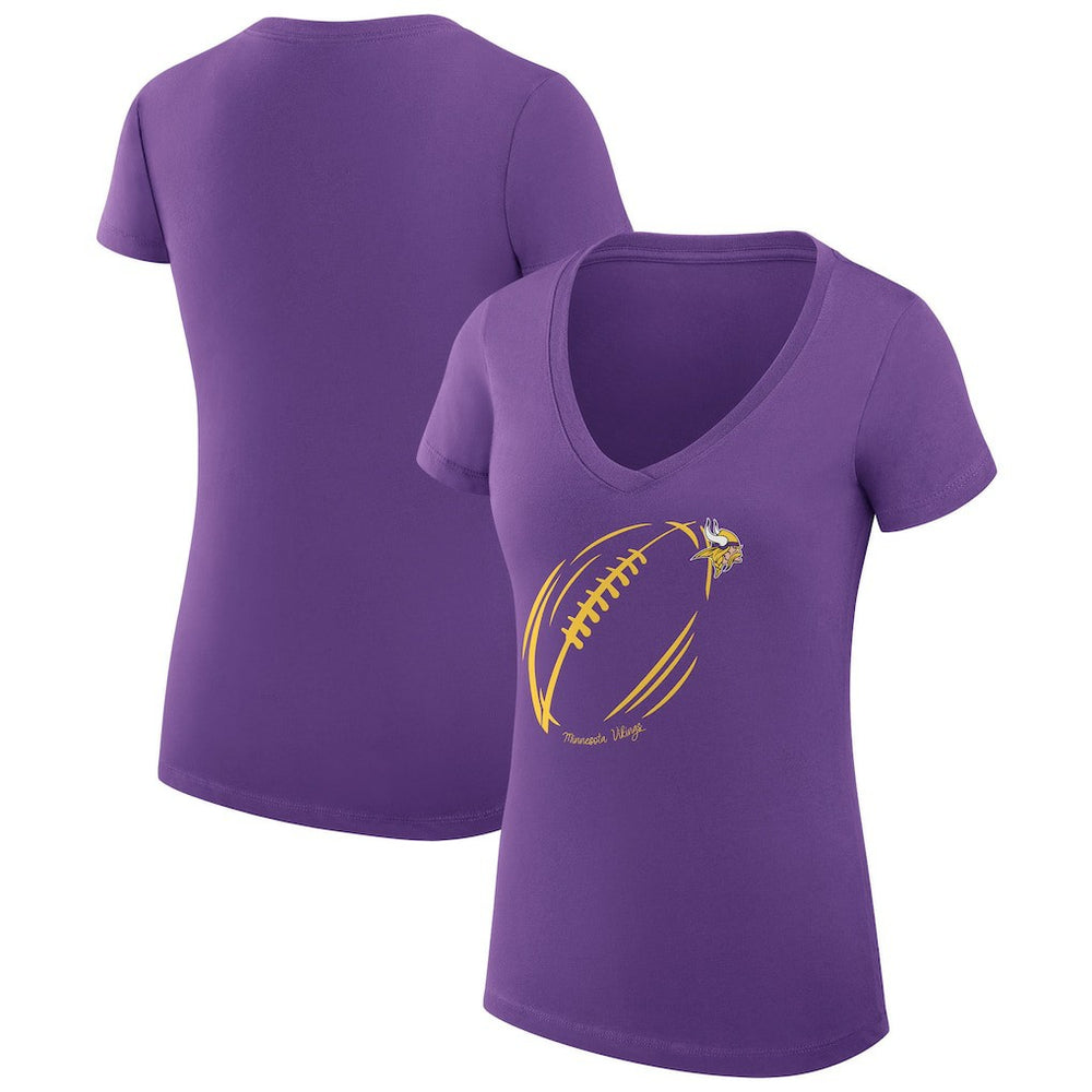 Minnesota Vikings G-III 4Her by Carl Banks Women's Super-Slim Fit Lightweight Subtle Football V-Neck T-Shirt