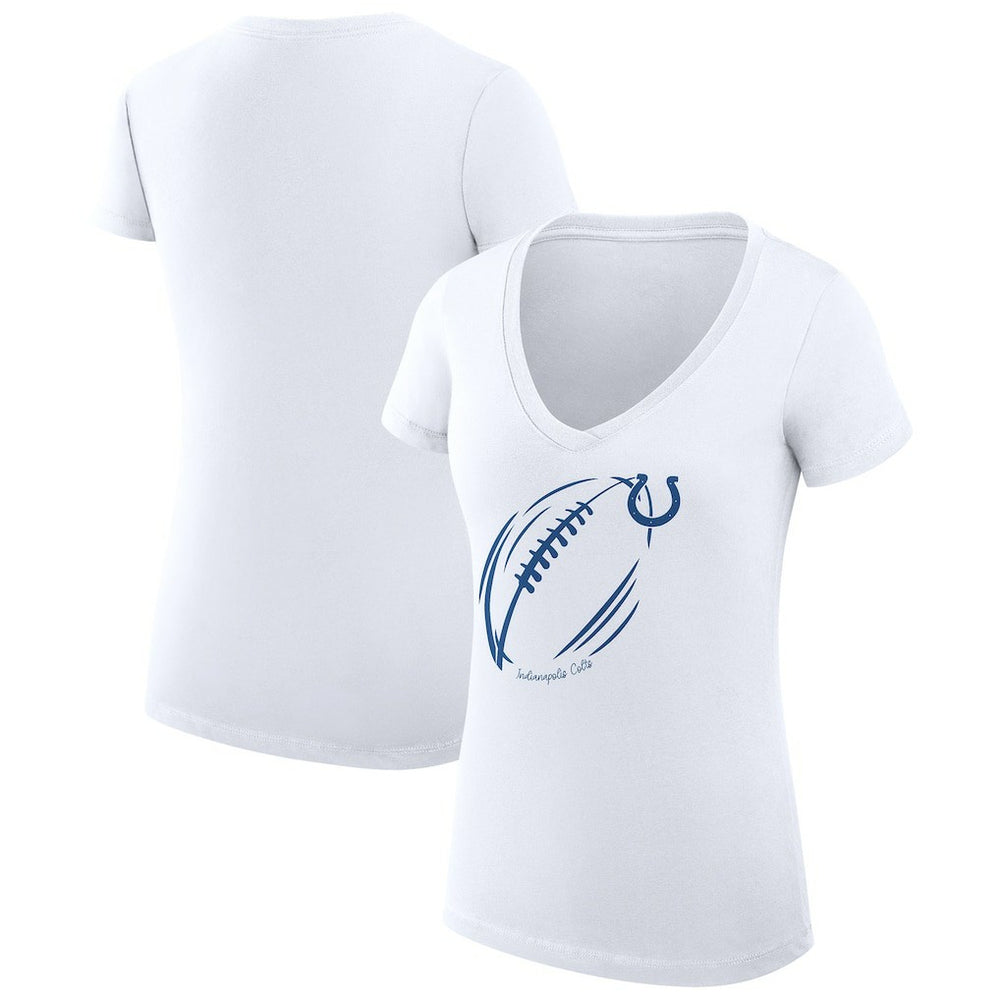 Indianapolis Colts G-III 4Her by Carl Banks Women's Super-Slim Fit Lightweight Subtle Football V-Neck T-Shirt