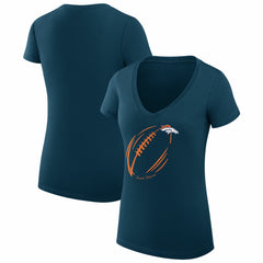 Denver Broncos G-III 4Her by Carl Banks Women's Super-Slim Fit Lightweight Subtle Football V-Neck T-Shirt