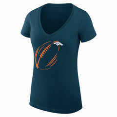 Denver Broncos G-III 4Her by Carl Banks Women's Super-Slim Fit Lightweight Subtle Football V-Neck T-Shirt