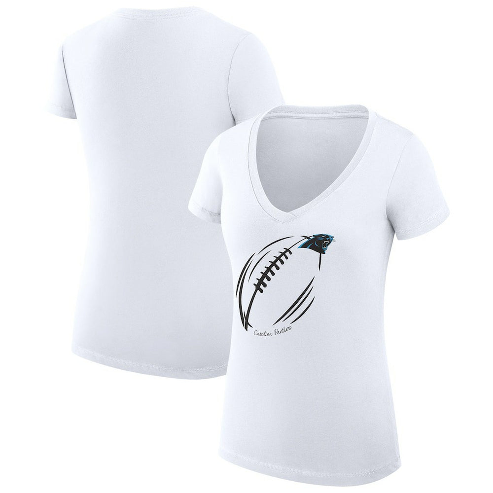 Carolina Panthers G-III 4Her by Carl Banks Women's Super-Slim Fit Lightweight Subtle Football V-Neck T-Shirt