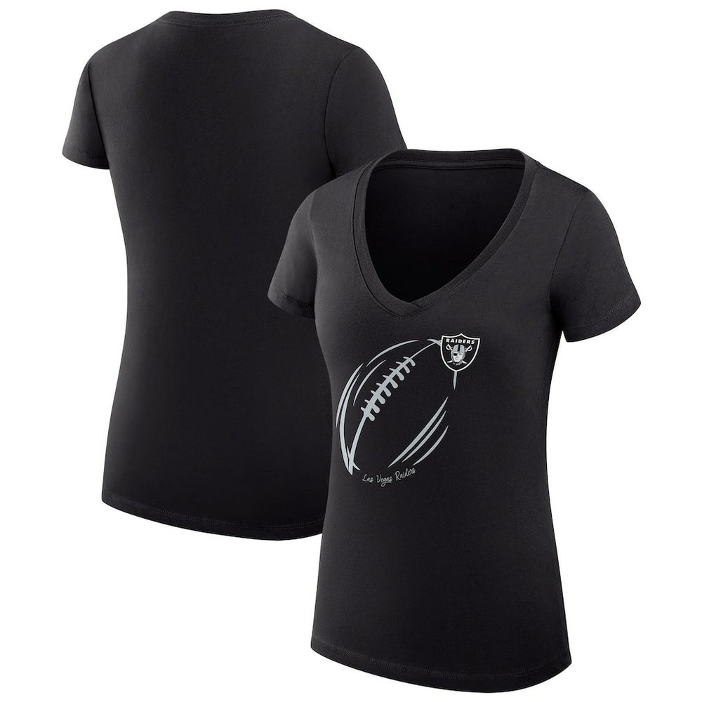 Las Vegas Raiders G-III 4Her by Carl Banks Women's Super-Slim Fit Lightweight Subtle Football V-Neck T-Shirt