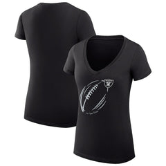 Las Vegas Raiders G-III 4Her by Carl Banks Women's Super-Slim Fit Lightweight Subtle Football V-Neck T-Shirt