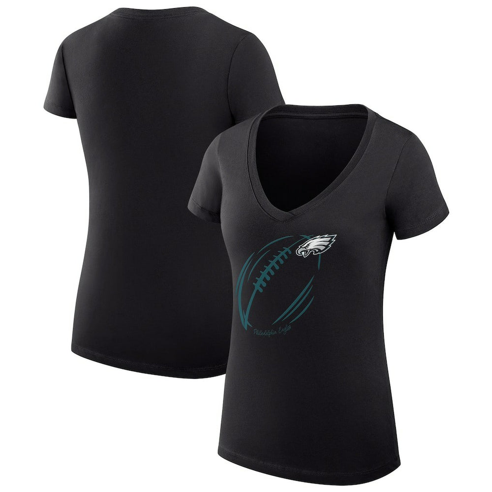 Philadelphia Eagles G-III 4Her by Carl Banks Women's Super-Slim Fit Lightweight Subtle Football V-Neck T-Shirt