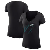 Philadelphia Eagles G-III 4Her by Carl Banks Women's Super-Slim Fit Lightweight Subtle Football V-Neck T-Shirt