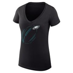 Philadelphia Eagles G-III 4Her by Carl Banks Women's Super-Slim Fit Lightweight Subtle Football V-Neck T-Shirt