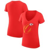 Kansas City Chiefs G-III 4Her by Carl Banks Women's Super-Slim Fit Lightweight Subtle Football V-Neck T-Shirt