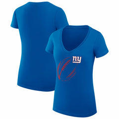 New York Giants G-III 4Her by Carl Banks Women's Super-Slim Fit Lightweight Subtle Football V-Neck T-Shirt