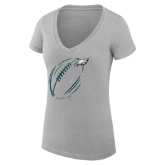 Philadelphia Eagles G-III 4Her by Carl Banks Women's Super-Slim Fit Lightweight Subtle Football V-Neck T-Shirt