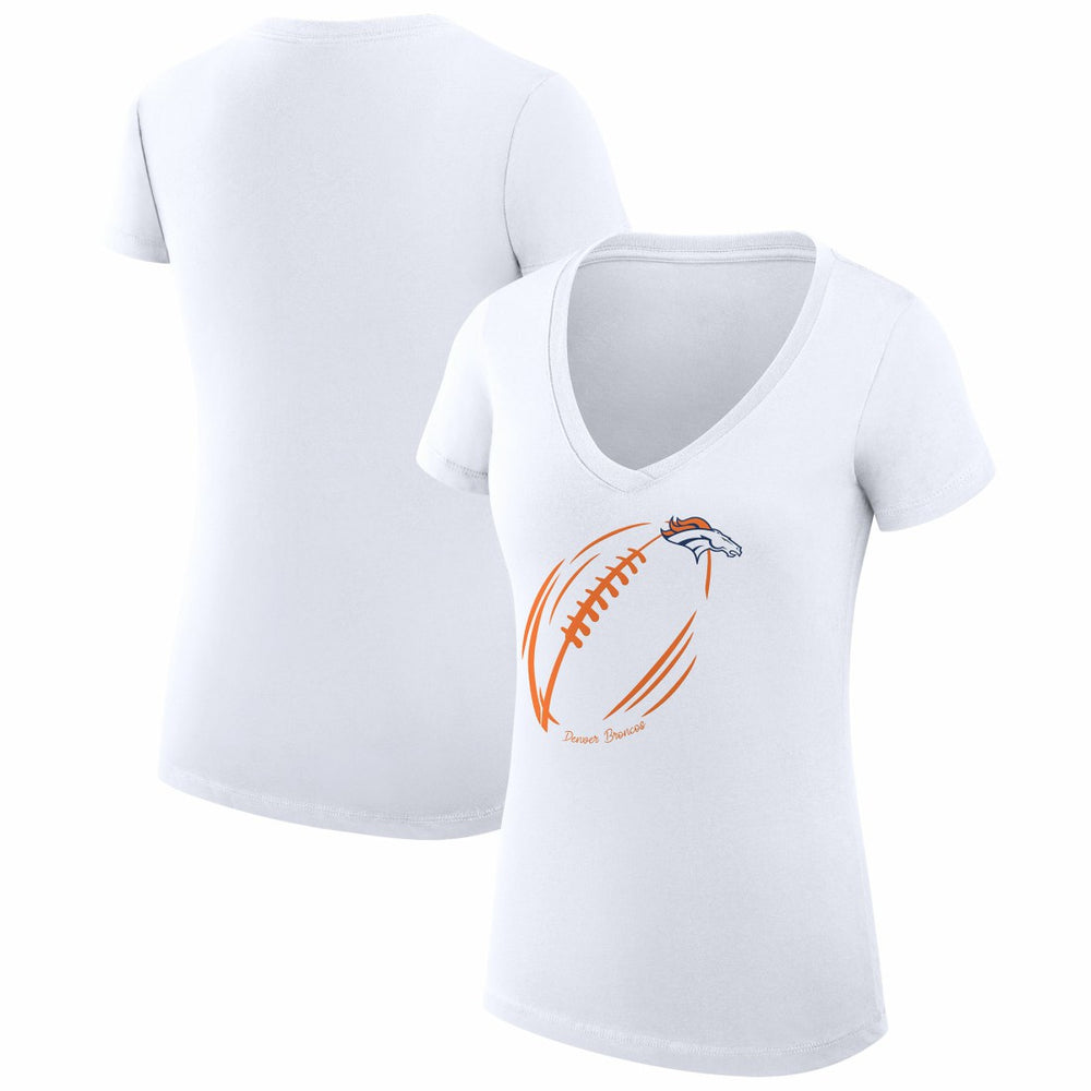 Denver Broncos G-III 4Her by Carl Banks Women's Super-Slim Fit Lightweight Subtle Football V-Neck T-Shirt