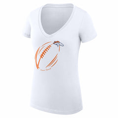 Denver Broncos G-III 4Her by Carl Banks Women's Super-Slim Fit Lightweight Subtle Football V-Neck T-Shirt