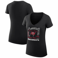 Tampa Bay Buccaneers G-III 4Her by Carl Banks Women's Super-Slim Fit Lightweight Collage Team V-Neck T-Shirt