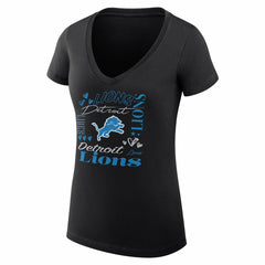 Detroit Lions G-III 4Her by Carl Banks Women's Super-Slim Fit Lightweight Collage Team V-Neck T-Shirt