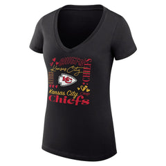Kansas City Chiefs G-III 4Her by Carl Banks Women's Super-Slim Fit Lightweight Collage Team V-Neck T-Shirt